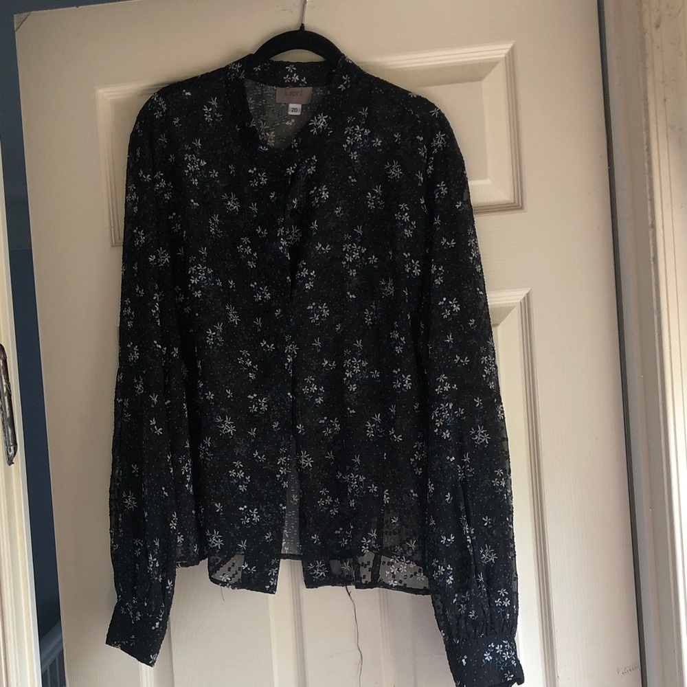 MATCHING BLACK FLORAL BLOUSE AND SKIRT